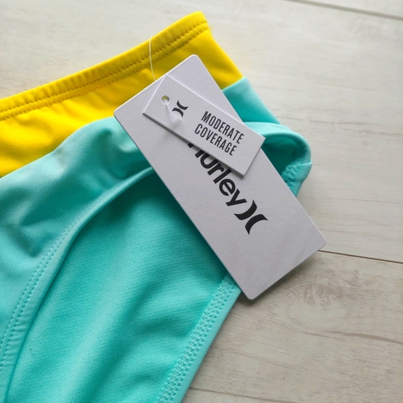 HURLEY NEW Color Block Triangle Bikini Top & V Bottoms - Picture 8 of 11